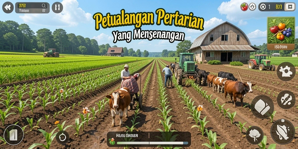Screenshot gameplay 8768 menampilkan petualangan petani di lahan subur.