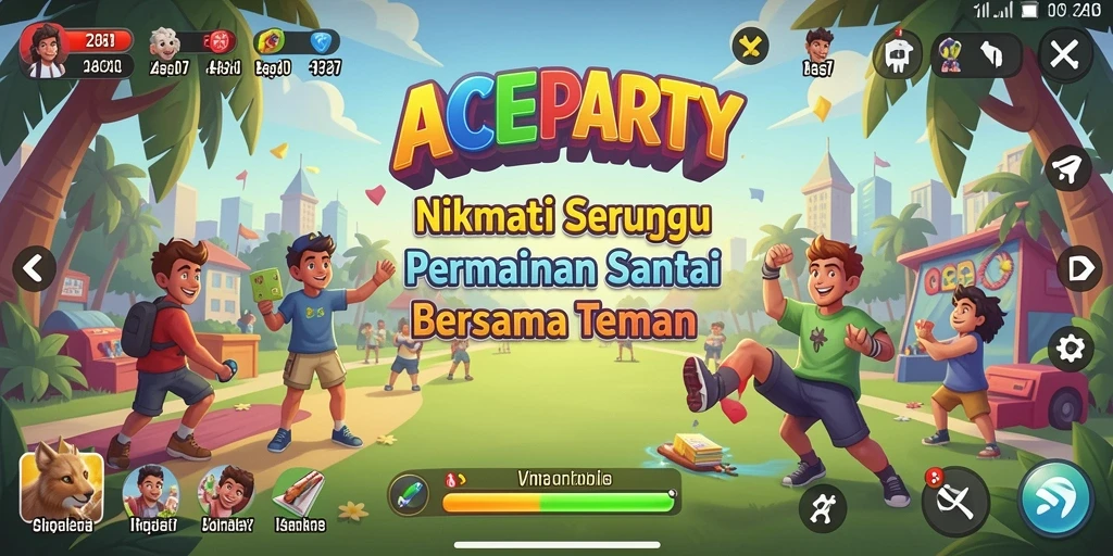Tampilan menarik dari gameplay ACEPARTY yang penuh warna.
