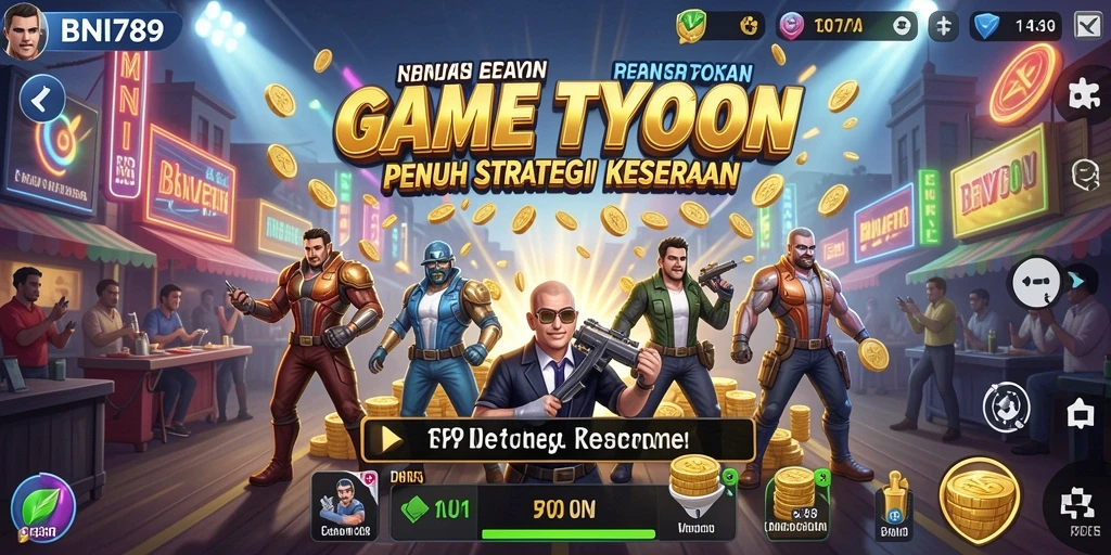 Tampilan gameplay seru dalam BNI789 yang menunjukkan pengelolaan bisnis.