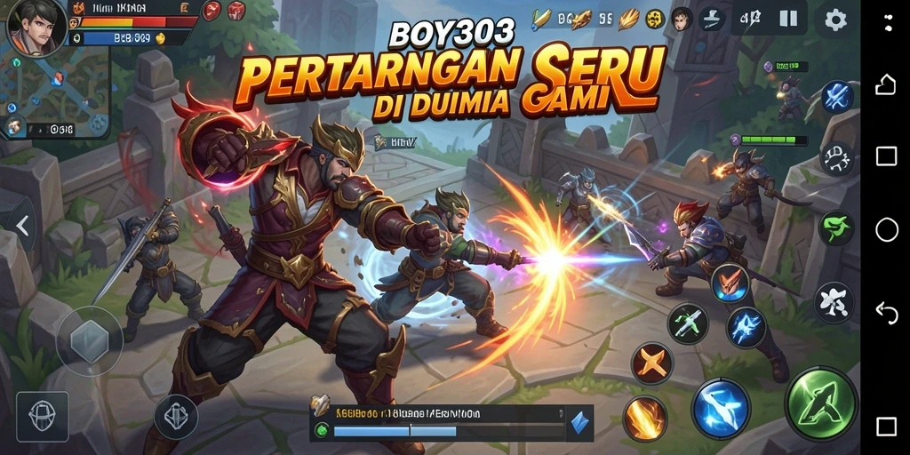 Tampilan seru dari gameplay pertarungan di BOY303.