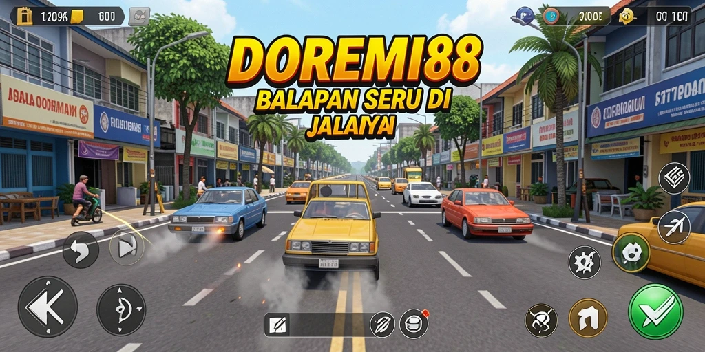 Gameplay penuh aksi DOREMI88 dengan mobil balap terbaik.