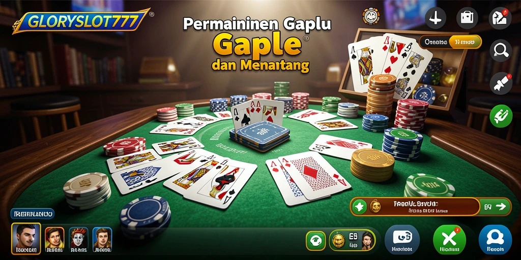 Tampilan gameplay Gaple yang seru dan interaktif di GLORYSLOT777.