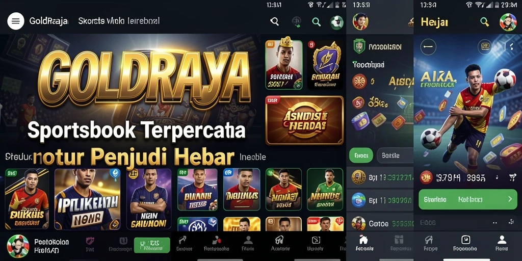 Screenshot utama GOLDRAJA menampilkan tampilan taruhan olahraga yang menarik.