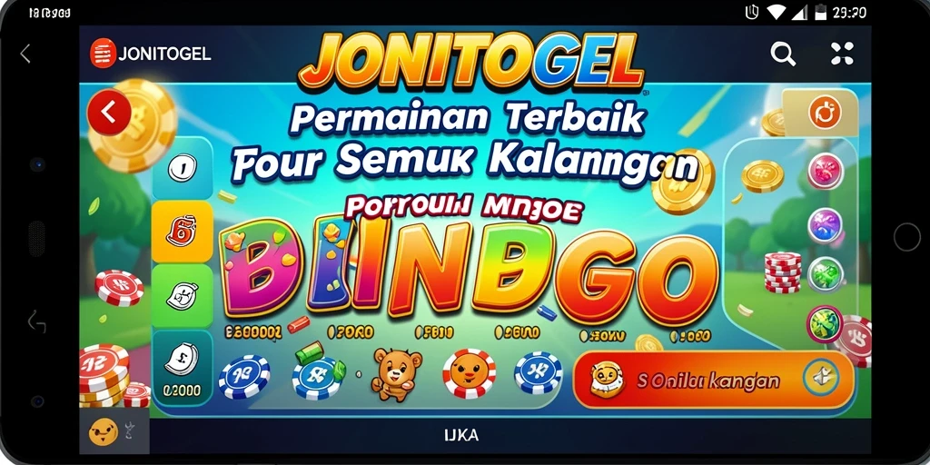 Tampilan screenshot utama JONITOGEL yang menampilkan suasana gameplay Bingo yang penuh semangat.