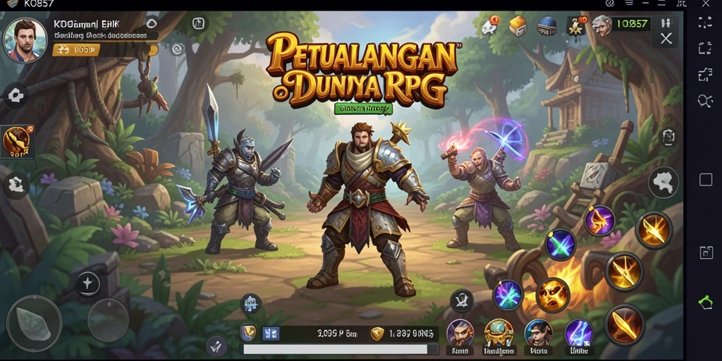 Tangkapan layar dari gameplay KO857 yang menunjukkan aksi seru dalam pertempuran RPG.