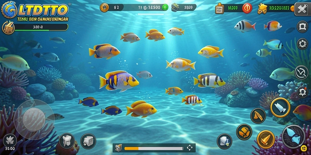 Tampilan dinamis gameplay LTDTOTO dengan aksi menembak ikan.