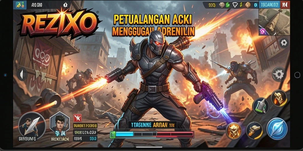 Tangkapan layar dari gameplay REZIXO yang menampilkan aksi mendebarkan.