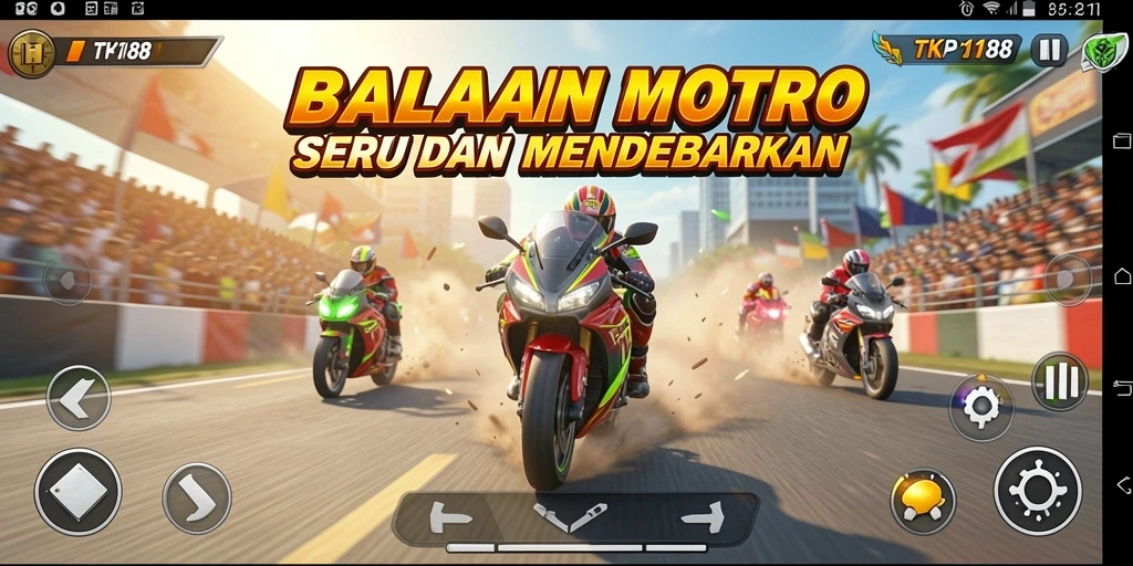 Screenshot gameplay TKP188 menampilkan balapan motor yang mendebarkan dan grafis yang memukau.