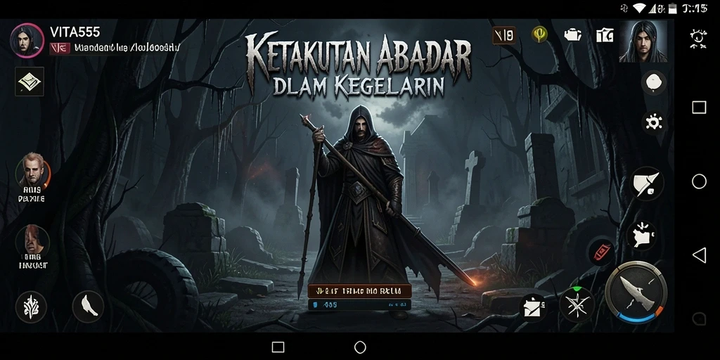 Screenshot gameplay VITA555 menampilkan suasana mencekam dan karakter yang menakutkan.